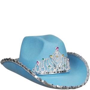 Buy LIGHT BLUE VELVET SEQUIN COWGIRL PRINCESS HAT WITH TIARA ** attach labelBulk Price