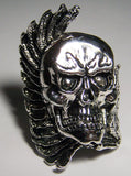 Wholesale LARGE SKULL HEAD WING WRAPPED SILVER DELUXE BIKER RING (Sold by the piece) *