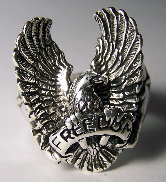 Wholesale FREEDOM FLYING EAGLE DELUXE BIKER RING (Sold by the piece) *