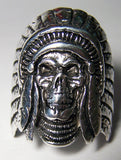 Wholesale INDIAN SKULL WITH HEADDRESS BIKER RING  (Sold by the piece) **-  CLOSEOUT AS LOW AS $ 3.50 EA