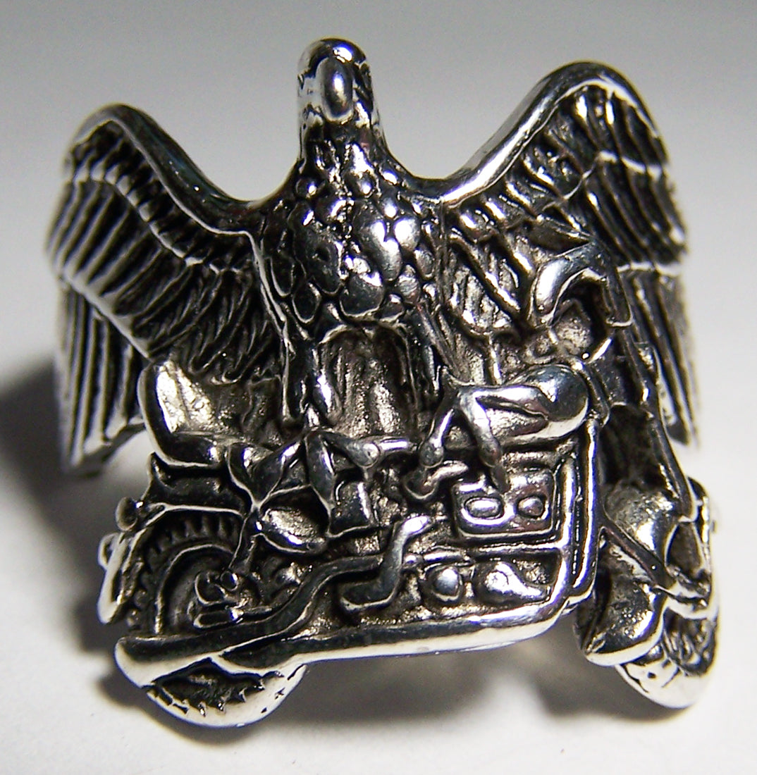 Wholesale EAGLE ON TOP OF MOTORCYCLE BIKER RING  (Sold by the piece)