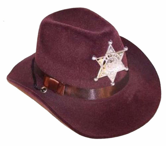 Buy BROWN FELT SHERIFF COWBOY HAT WITH BADGE (Sold by the dozen)Bulk Price