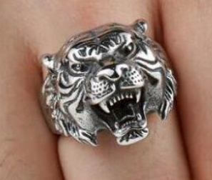 Wholesale ROARING TIGER HEAD METAL BIKER RING (SOLD BY THE PIECE)