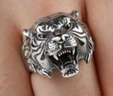 Wholesale ROARING TIGER HEAD METAL BIKER RING