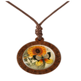 Wholesale Sunflower Necklace With Butterfly on Adjustable Wax Rope Necklace Fashion Jewelry Sweater Chain