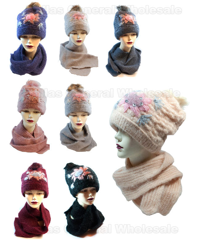 Ladies Thermal Fleece Beanie Hat with Scarf Set Wholesale
