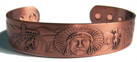 Wholesale INDIAN CHEIF MOHAWK TRAIL PURE COPPER SIX MAGNET CUFF BRACELET ( sold by the piece )