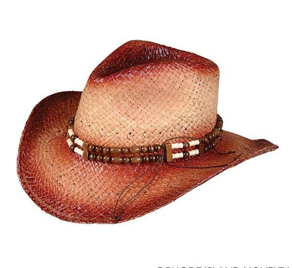 Buy ROLLED UP COWBOY HAT WITH BEADED BAND in Bulk