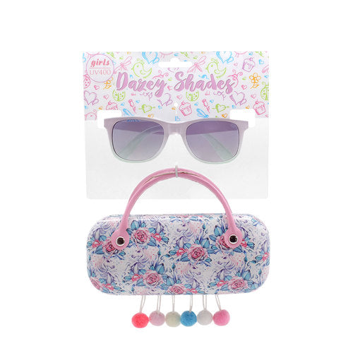 Buy Flower Print Unicorn Dazey Shades tween wayfarer Fashion Sunglasses with CaseBulk Price