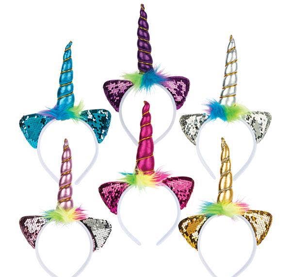 Buy FLIP SEQUIN EAR UNICORN HEADBAND 12" in Bulk