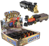 Buy 10" STEAM ENGINE LOCOMOTIVE DIE-CAST PULL BACK 6PC/DISP in Bulk