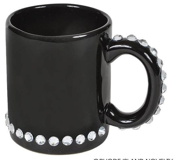 Buy CERAMIC BLACK MUG WITH RHINESTONE in Bulk