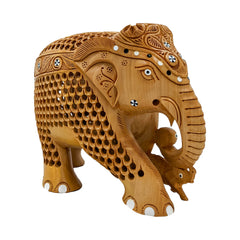 Wooden Handcrafted Trunk Baby Elephant Statue
