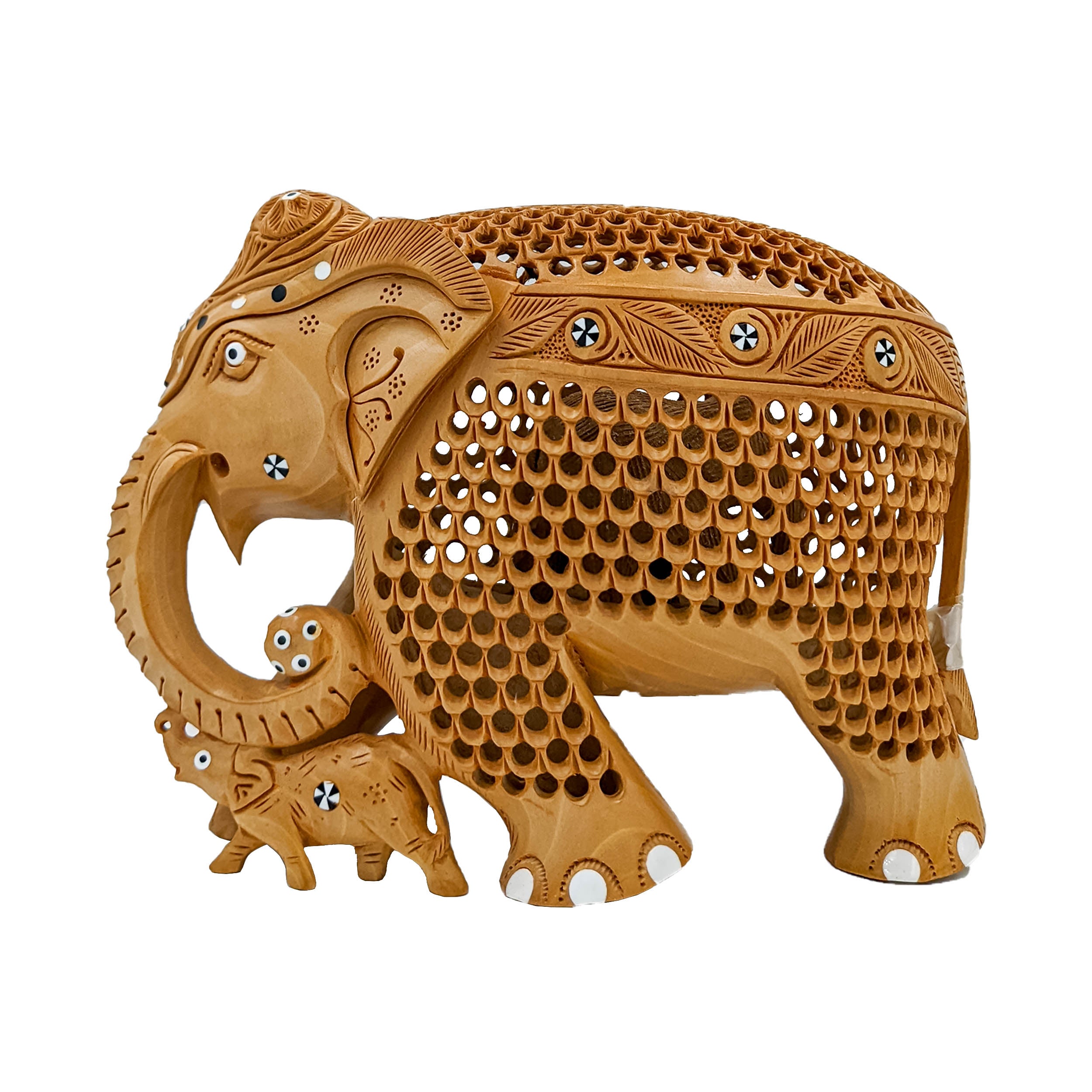 Wooden Handcrafted Trunk Baby Elephant Statue