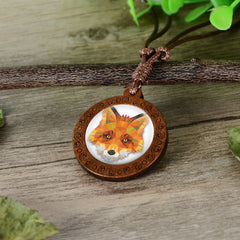 Buy Wood Prism 3D Like Animal Necklaces On Adjustable Wax Rope Necklace WOLF, BEAR, FOX, OWL, TIGER(sold by the piece) Bulk Price
