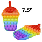 Wholesale 7.5" RAINBOW FRAPPE DRINK BUBBLE POP IT SILICONE STRESS RELIEVER TOY