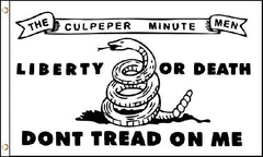 Wholesale CULPEPER MINUTEMEN DON'T TREAD ON ME WHITE 3' X 5' FLAG (Sold by the piece)