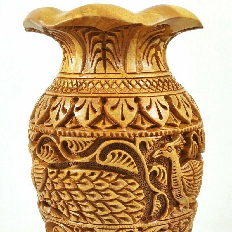 Hand Carved Wooden Pot Showpiece