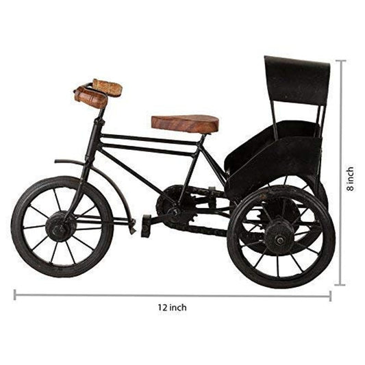 Add a touch of vintage charm to your home with the Handcrafted Wooden Iron Cycle Rickshaw