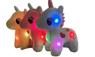 Wholesale Light Up 15" Plush Heart Unicorn (sold by the piece)
