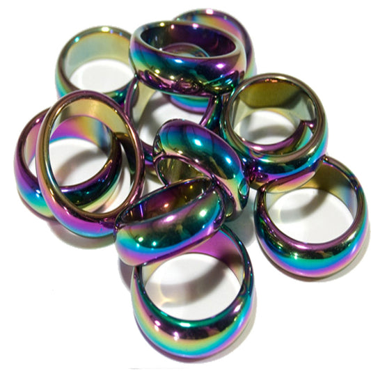 Wholesale Rainbow Designs Hematite Stone Rings for Unisex