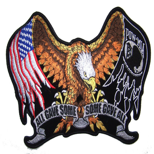WholesaleJumbo American Hot Leather American Flag and POW MIA Eagle Wings Patch | Patriotic Accessories (Sold by the piece)