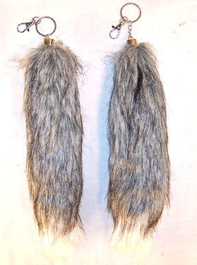 Buy GREY WHITE TIP FOX TAIL KEY CHIAN *- CLOSEOUT NOW $2.50 EABulk Price