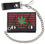 Buy KRONIC MARIJUANA STRAINS TRIFOLD LEATHER WALLETS WITH CHAINBulk Price