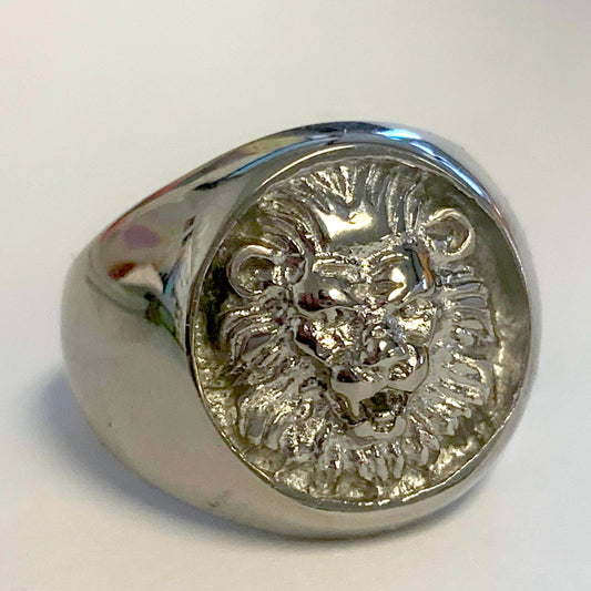 Wholesale SILVER KING LION FACE METAL BIKER RING (sold by the piece)
