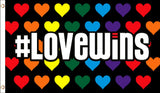 Wholesale # LOVE WINS HEARTS RAINBOW 3' X 5' FLAG (Sold by the piece)