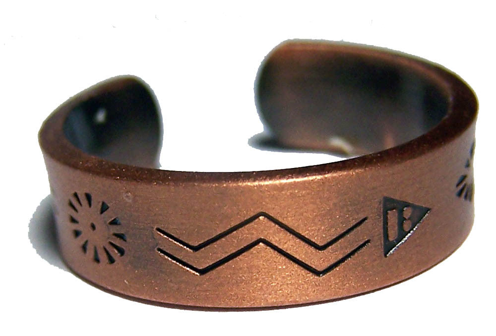 Wholesale PURE HEAVY COPPER STYLE # D NATIVE SYMBOLS RING ( sold by the piece )