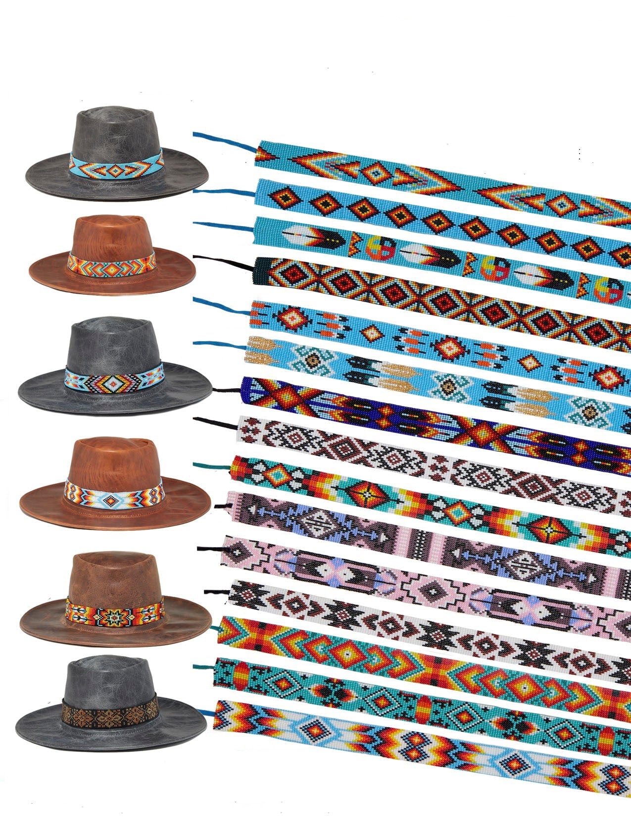 Czech Glass Beaded Hat Bands, Handmade Hat Accessories Piece