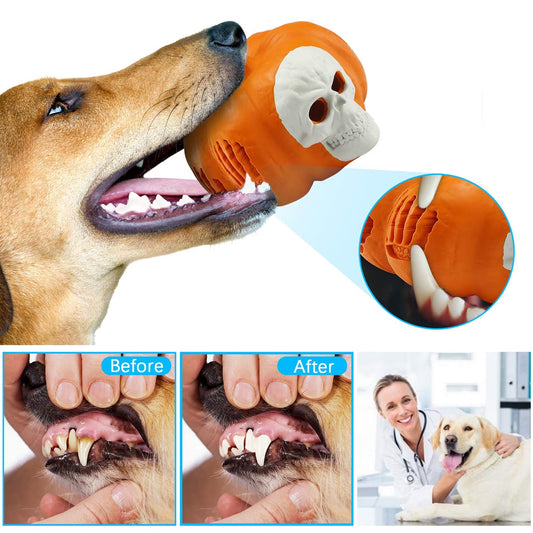 Pumpkin Shape with Skull Durable Dog Chew Toys - Spooky Fun for Your Furry Friend