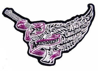Wholesale 2ND AMENDMENT FLYING PISTOL EMBROIDERED PATCH  (sold by the piece )