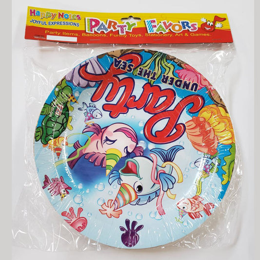 Assorted Printed Disposable Party Plates - Pack of 8