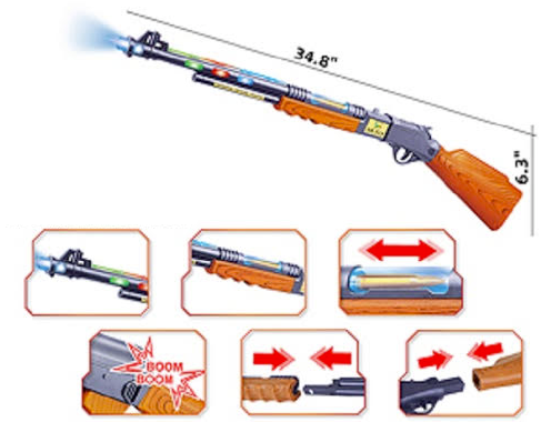 Wholesale 35" LIGHT UP TOY RIFLE WITH LIGHTS AND SOUNDS (sold by the piece)