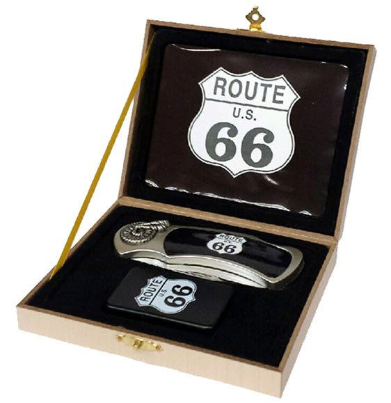 Buy ROUTE 66 WITH OIL LIGHTER BOXED KNIFEBulk Price