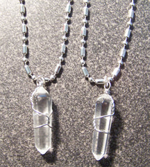 Buy STAINLESS STEEL BALL CHAIN NECKLACE W WIRE WRAPPED CLEAR CRYSTAL PENDANT ( sold by the peice or dozenBulk Price