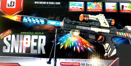 Wholesale RAINBOW LIGHT SNIPER RIFLE WITH LIGHT SHOW PROJECTION AND SOUND   (sold by the piece)