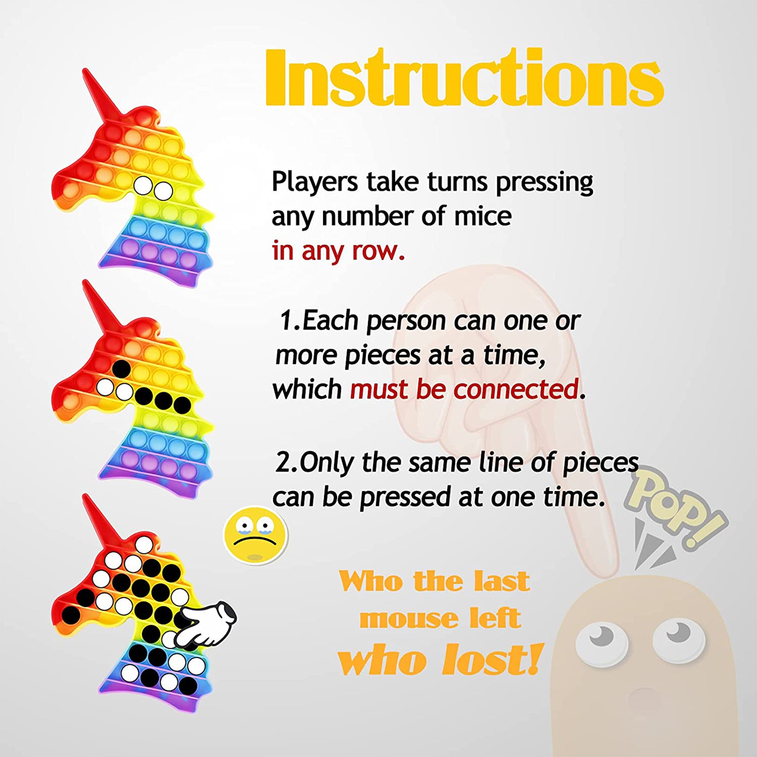Instructions Of Rainbow Unicorn Pop It Fidget Toy