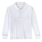 Wholesale Kid's Long Sleeve Polo - White ( 1 Case= 24Pcs) 7.7$/pc