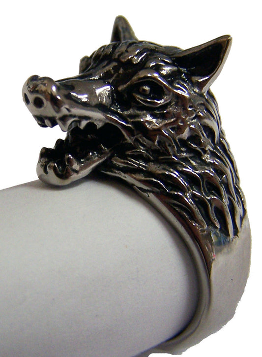 Wholesale WOLF HEAD WITH TEETH BIKER RING ( sold by the piece )